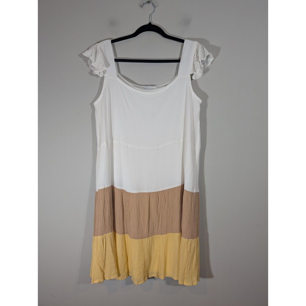 Margaux Riviera Womens‎ Colorblock Tier Flare Mini Dress Sz XL Petite Resortwear